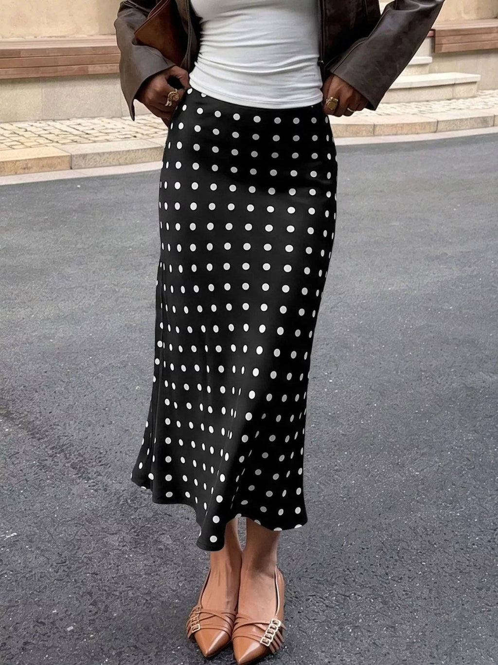 Polka Dot Midi Skirt