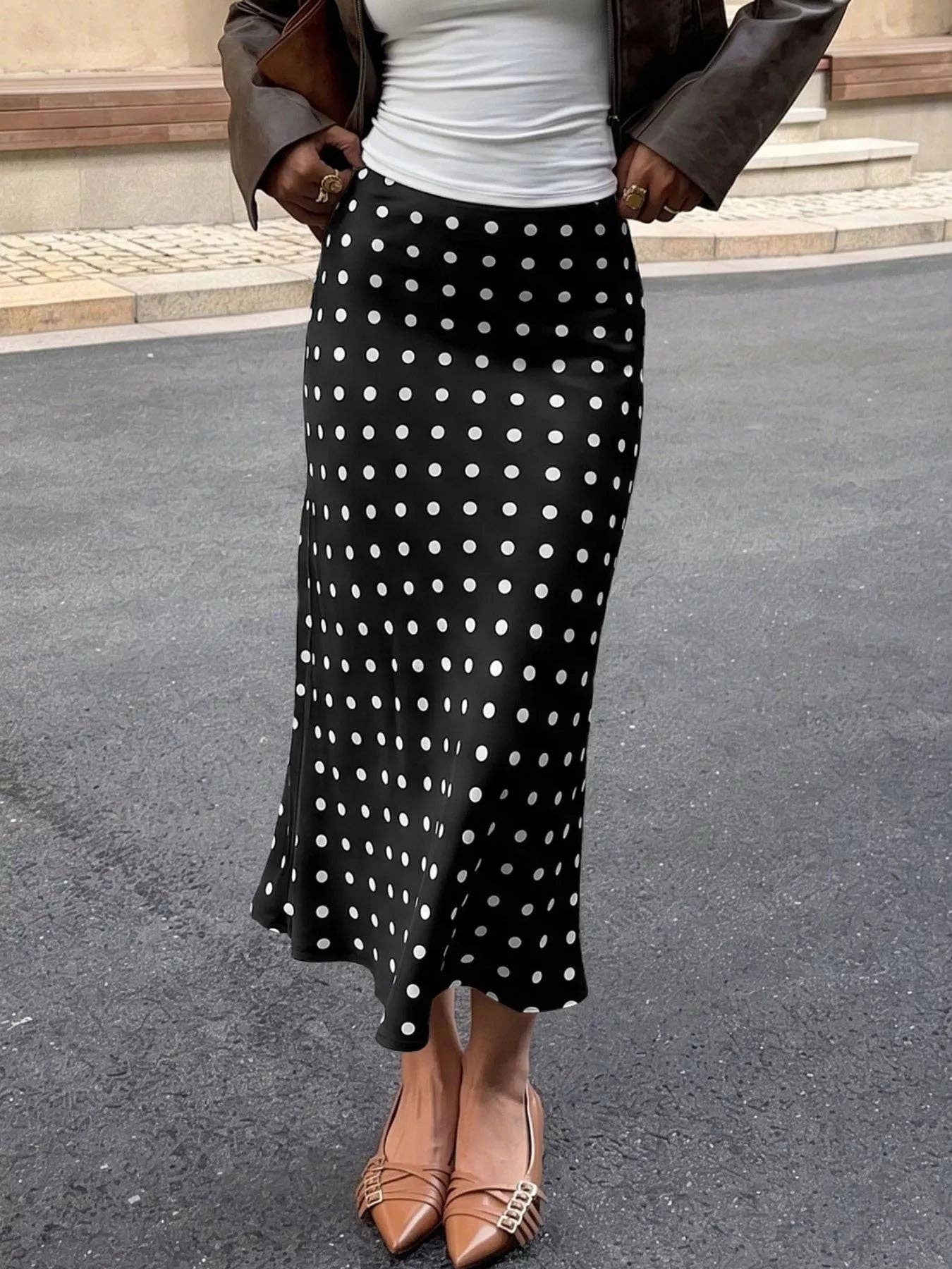 Polka Dot Midi Skirt