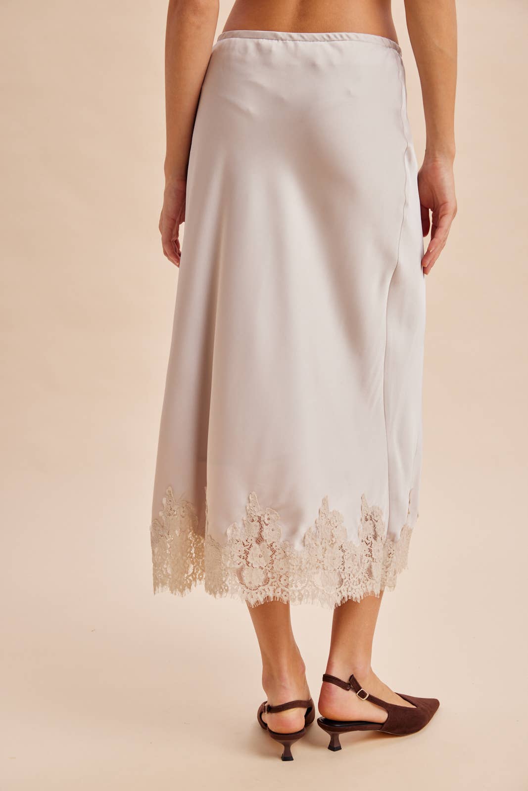 SATIN LACE TRIM SKIRT