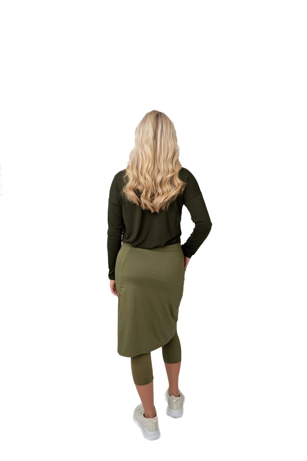 Snoga Women’s Modest Fit Skirted Leggings- 22" Martini Olive