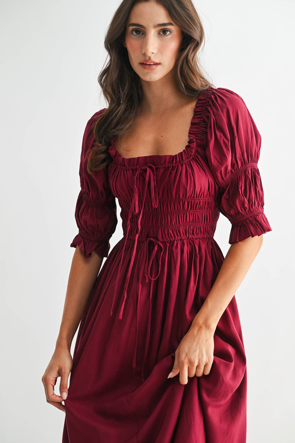 Navy Off or On Shoulder Pleated Maxi Dress