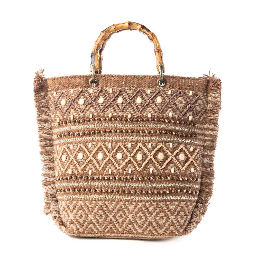 Mesa Pioneer Hand Embroidered Tote Bag in Amber Grain
