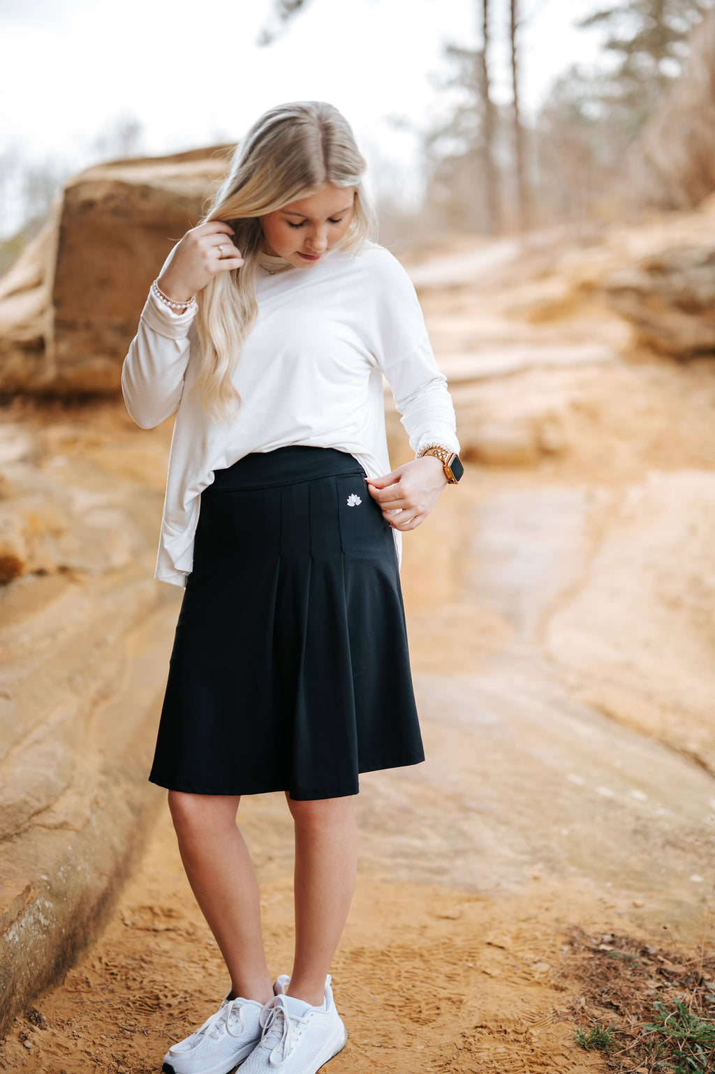 Side Pleat Skort - Black