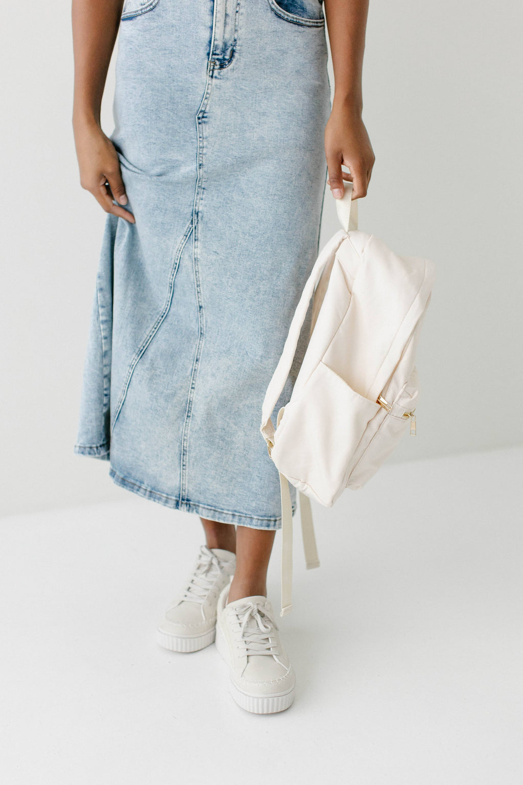 Brooklyn Stretch Denim Maxi Skirt in Vintage Wash