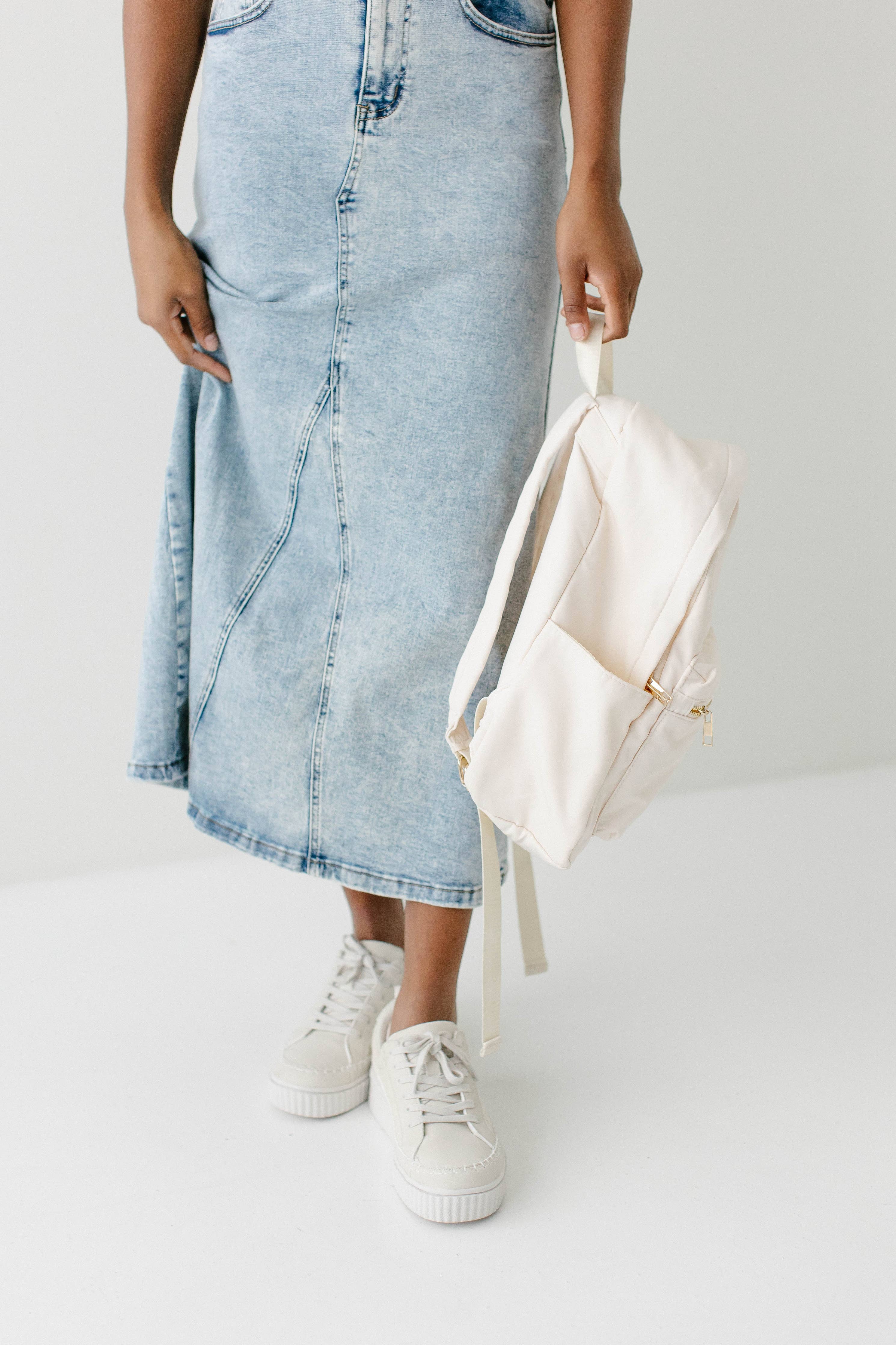 Brooklyn Stretch Denim Maxi Skirt in Vintage Wash
