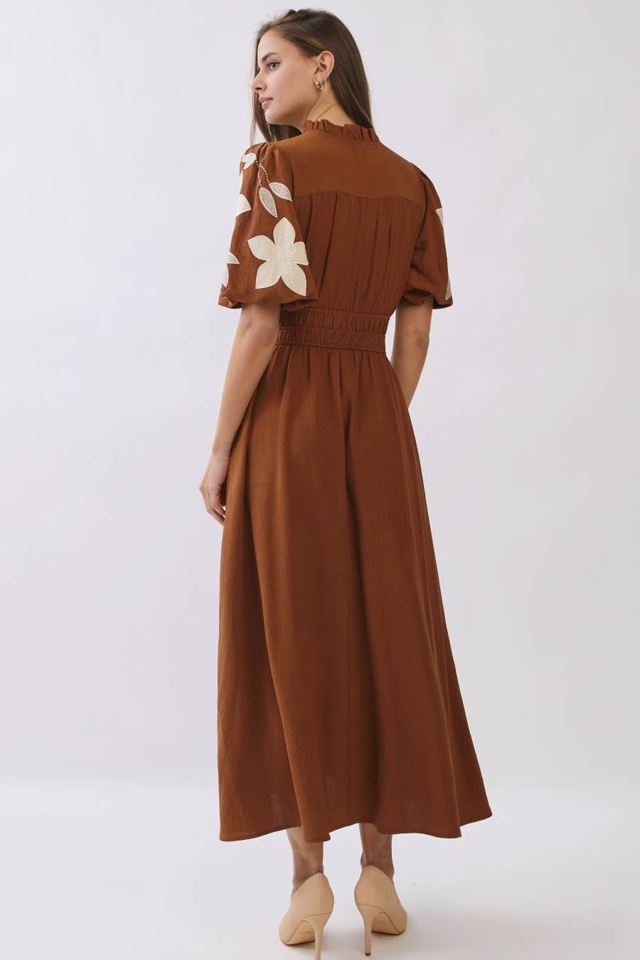 Plus Embroidered Midi Dress