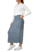 Flex Denim Maxi Skirt with Pockets