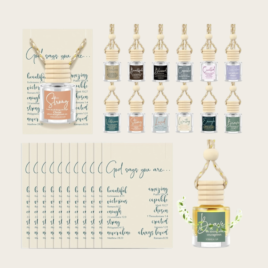 Christian Bible scripture glass car air freshener bottles