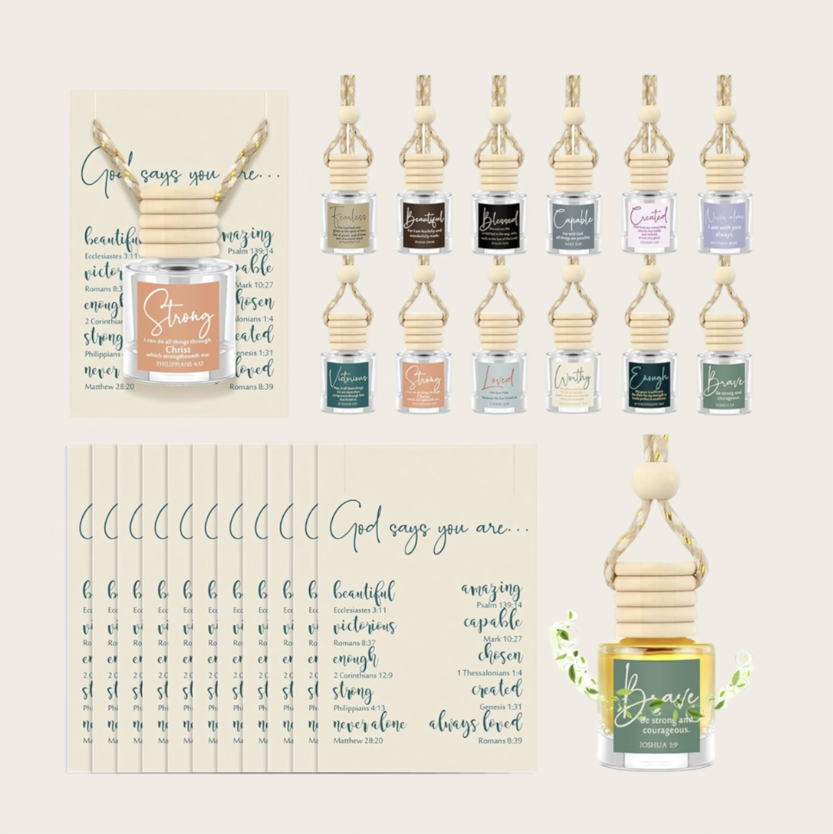 Christian Bible scripture glass car air freshener bottles