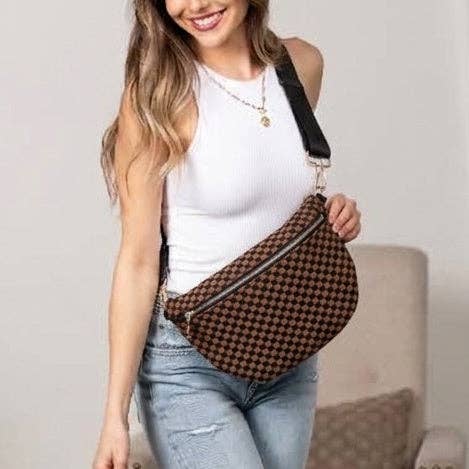 Layla Woven Checkered Crossbody Sling Bag