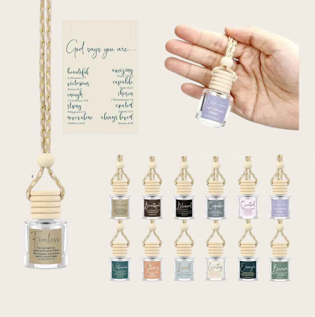 Christian Bible scripture glass car air freshener bottles