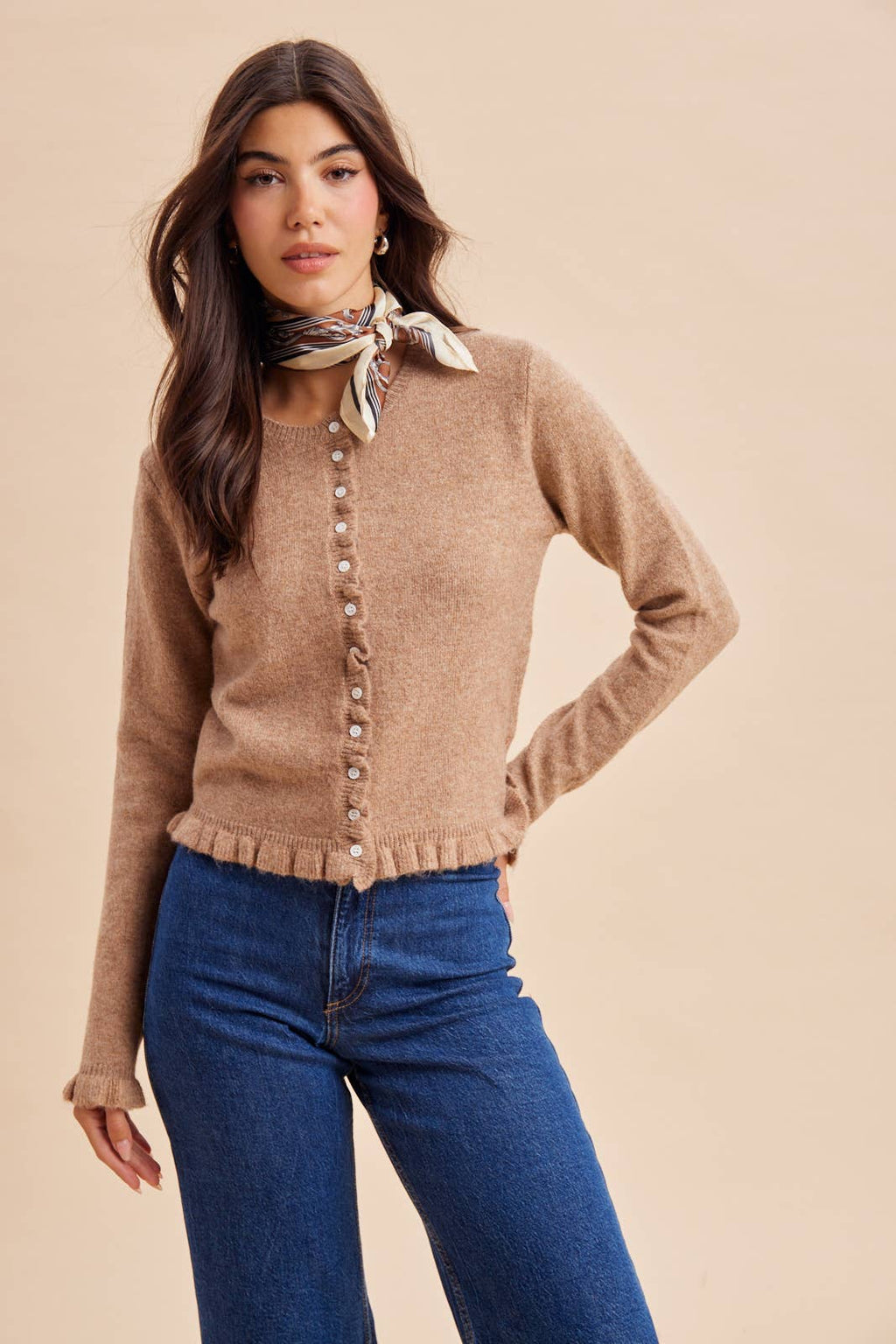 RUFFLED KNITTED CARDIGAN