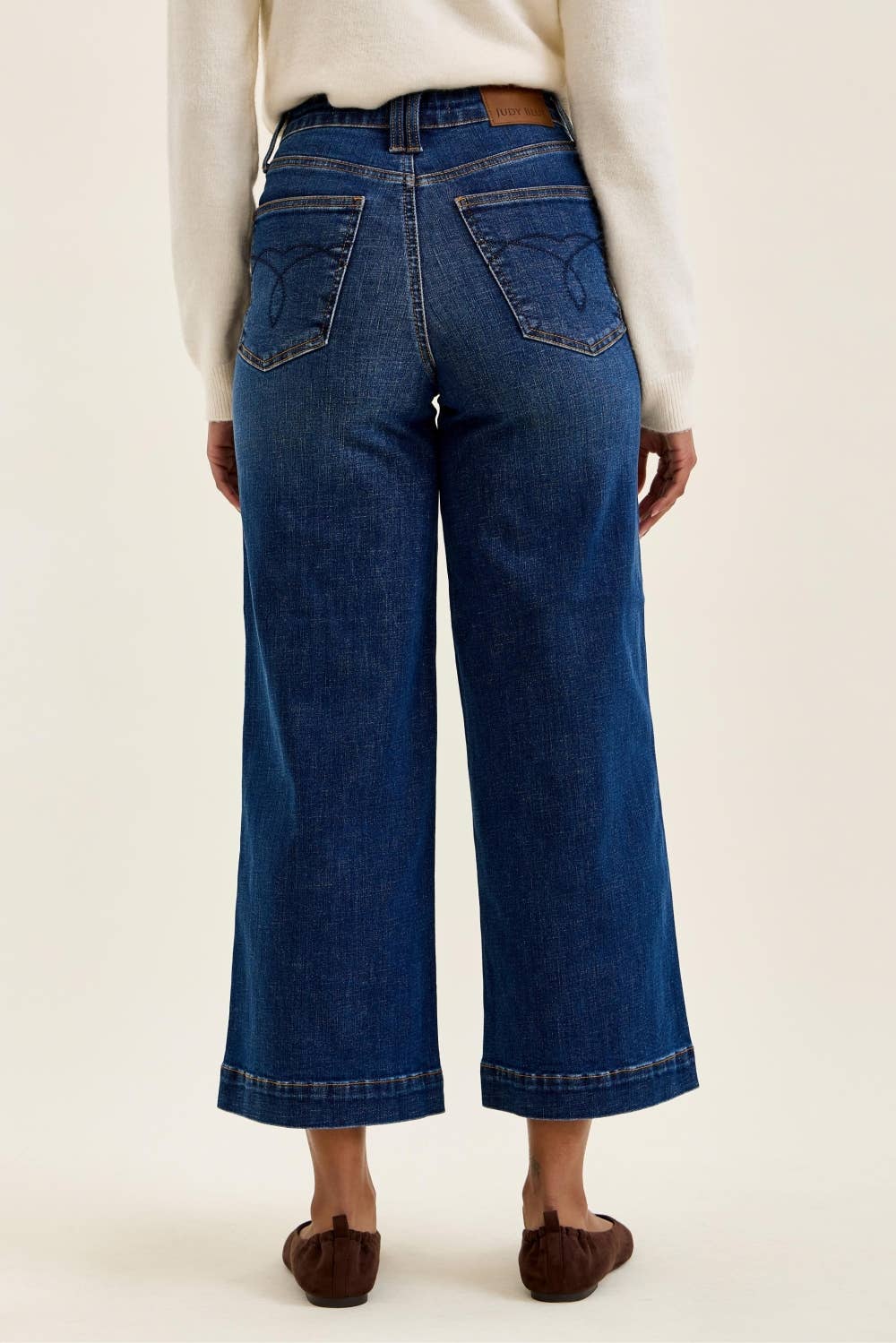 Dark Wash Cropped Ankle Wide Leg Jeans - Judy Blue