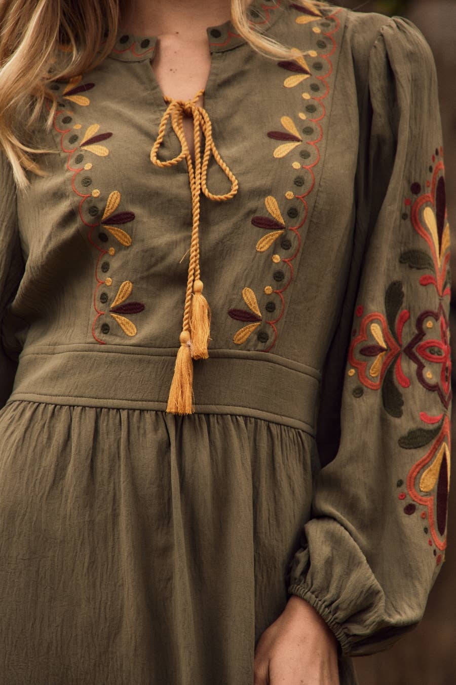Plus Embroidered Midi Dress