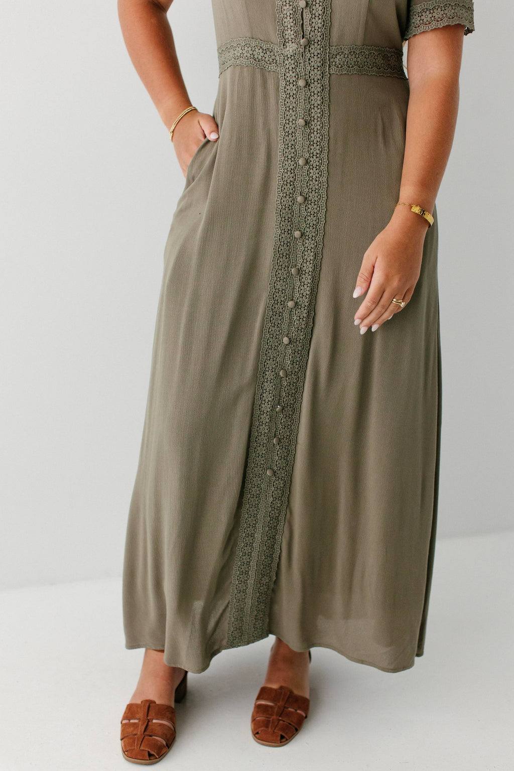 Marigold Lace Detail Maxi Dress