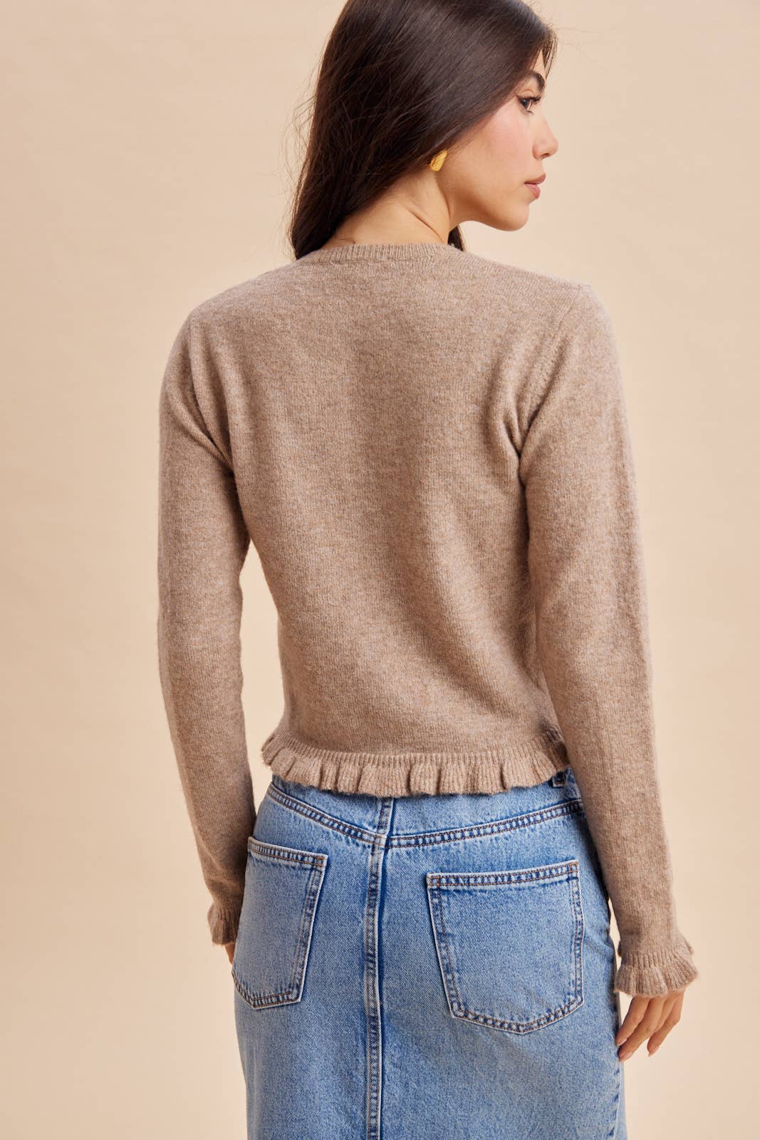 RUFFLED KNITTED CARDIGAN