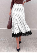 White/Black Polka Dot Satin Skirt