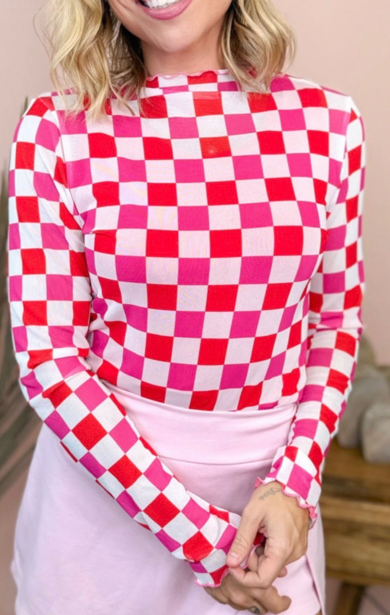 Color Block Mesh Long Sleeve Mock Neck