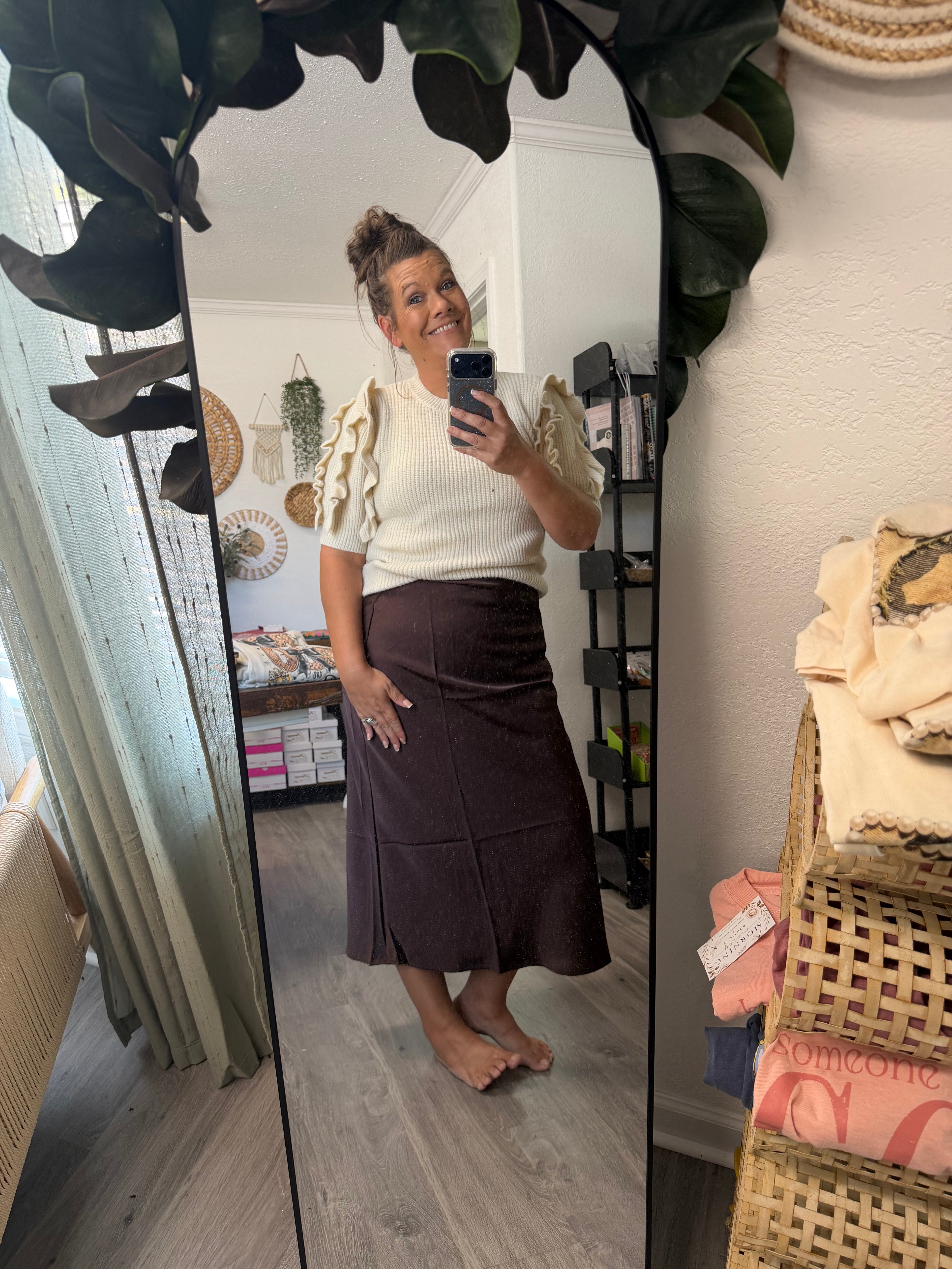 Brown Satin Skirt