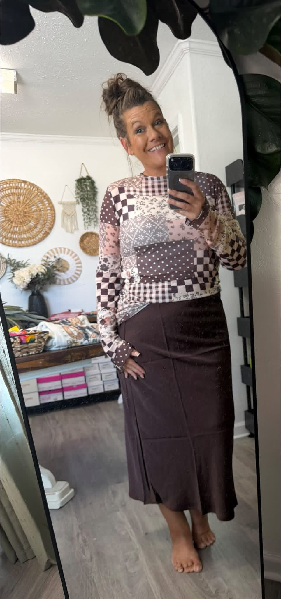 Brown Satin Skirt