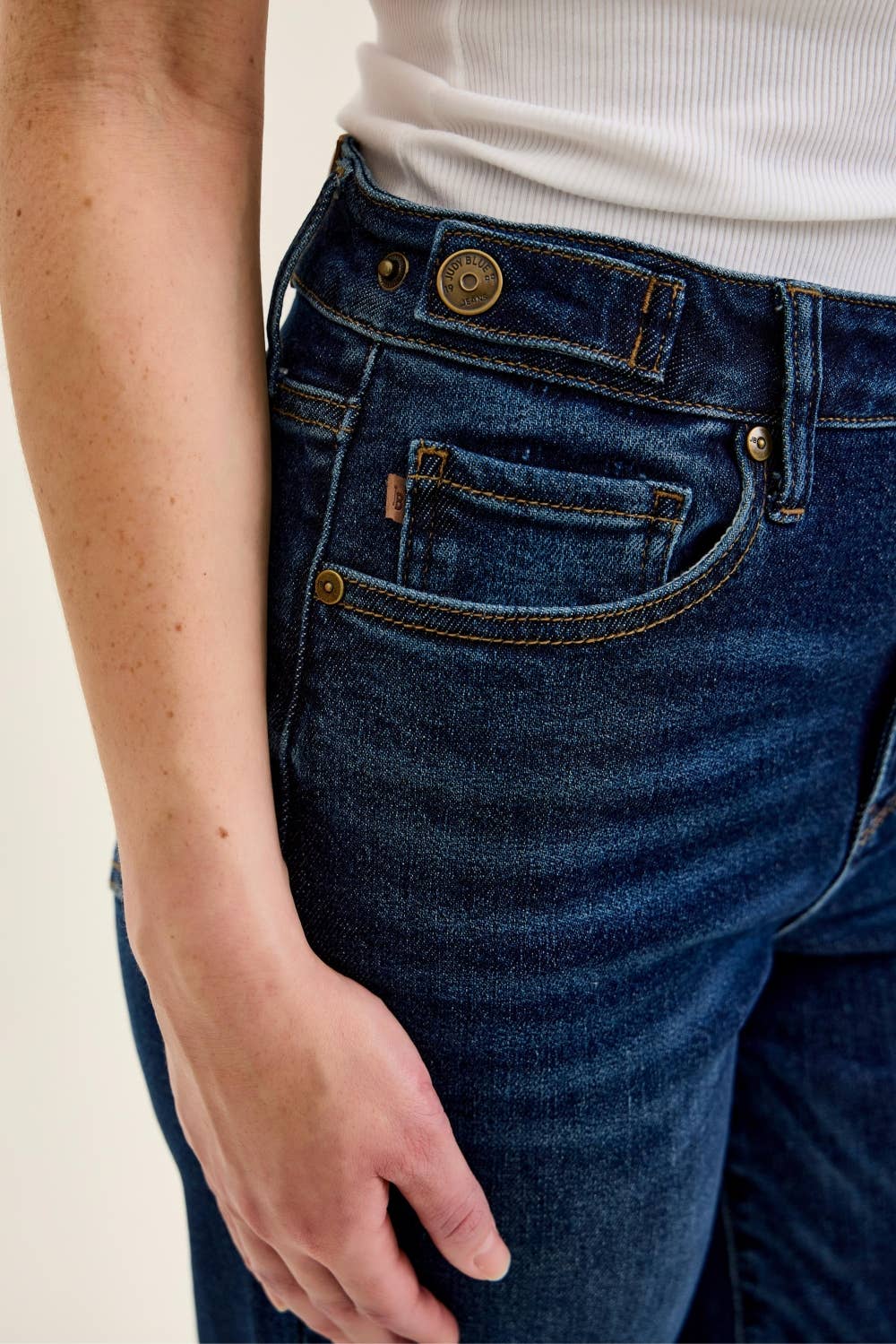 High Waist Petite Wide Leg Jeans with Raw Hem - Judy Blue