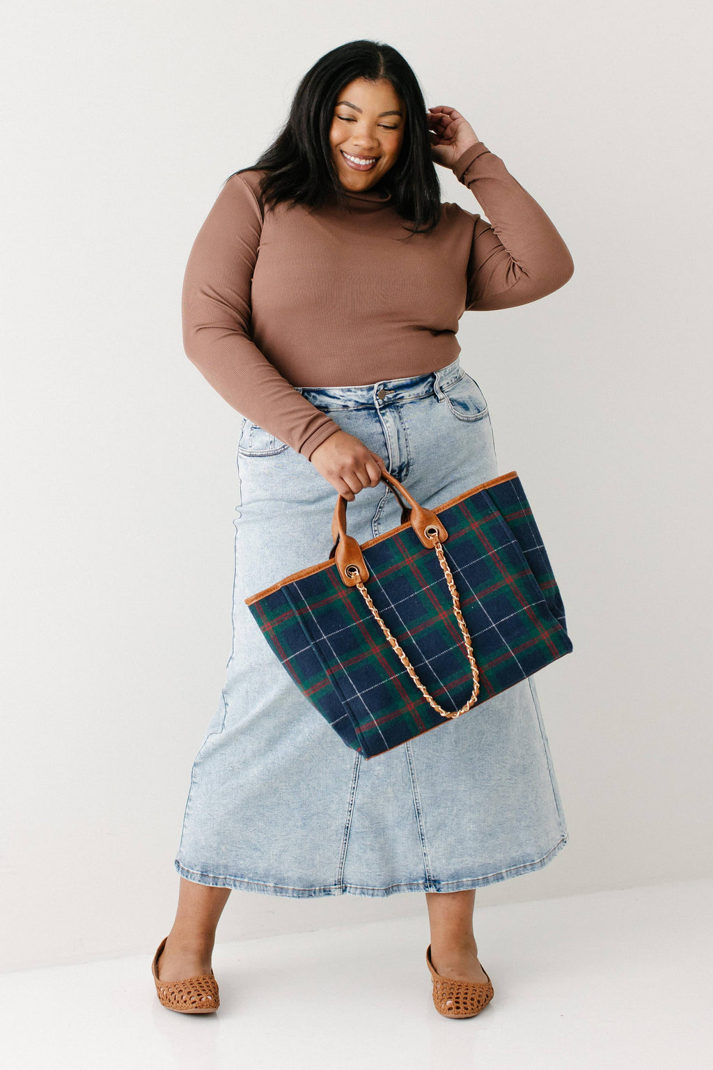 Brooklyn Stretch Denim Maxi Skirt in Vintage Wash