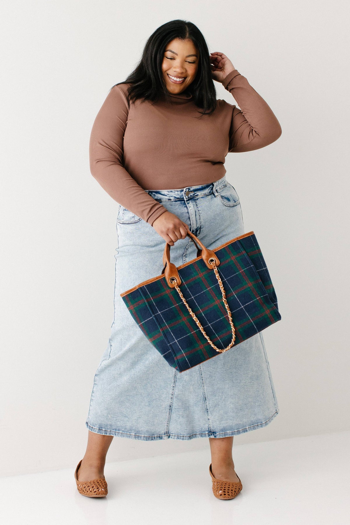 Brooklyn Stretch Denim Maxi Skirt in Vintage Wash