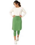 High-Waist Drawstring Skirted Leggings - Kashmir Green