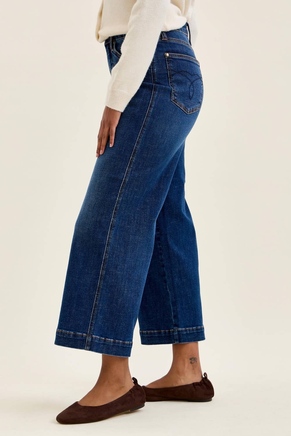 Dark Wash Cropped Ankle Wide Leg Jeans - Judy Blue