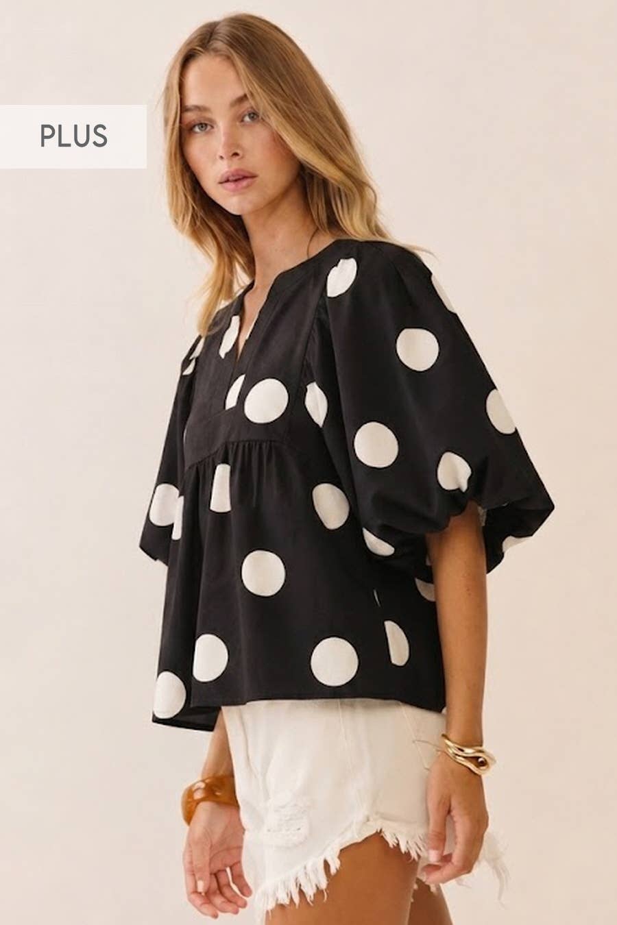 Plus Polka Dot Printed Blouse