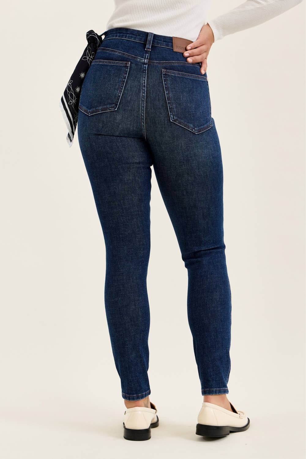 High Waist Dark Wash Bandana Skinny Jeans - Judy Blue