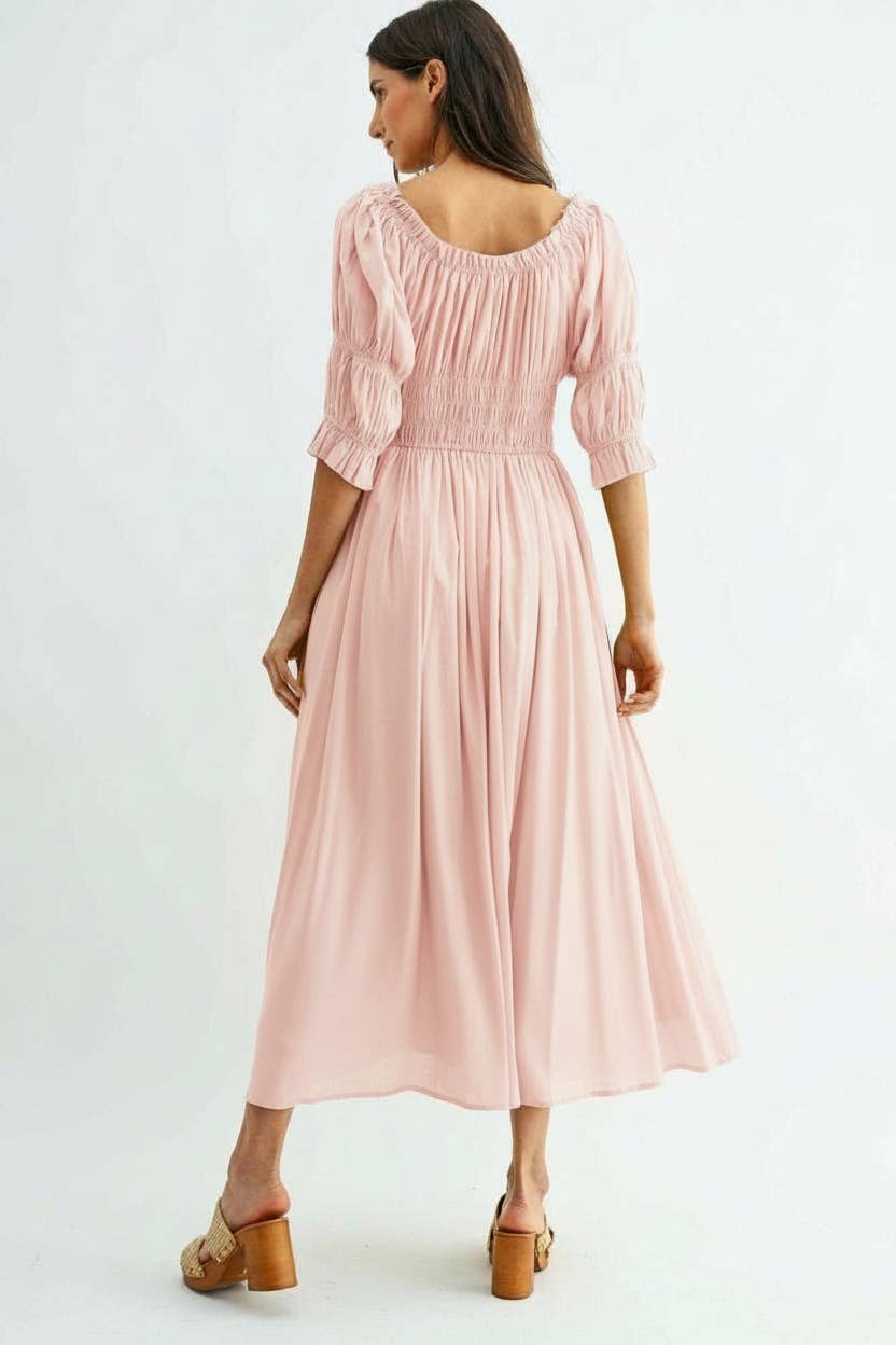 Navy Off or On Shoulder Pleated Maxi Dress