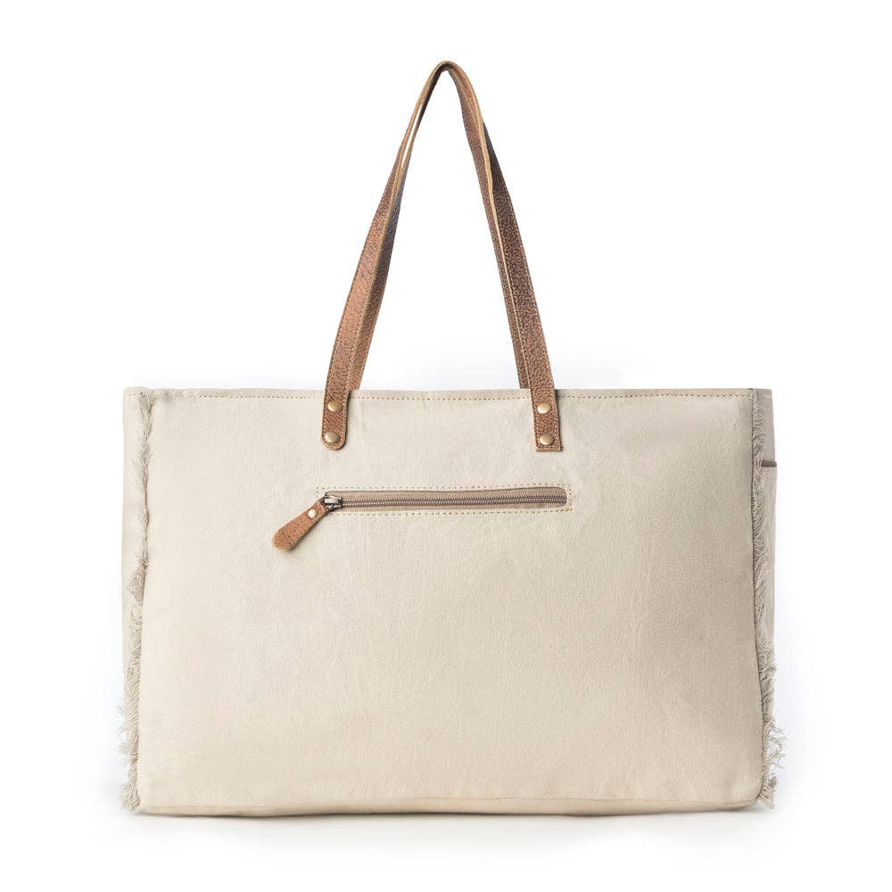 Wildmandala Weekender Bag for Women in ivory with vintage print detail