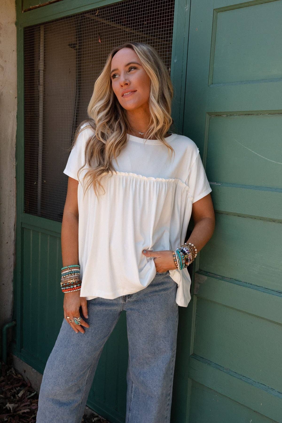 Sunday Morning Babydoll Top - White