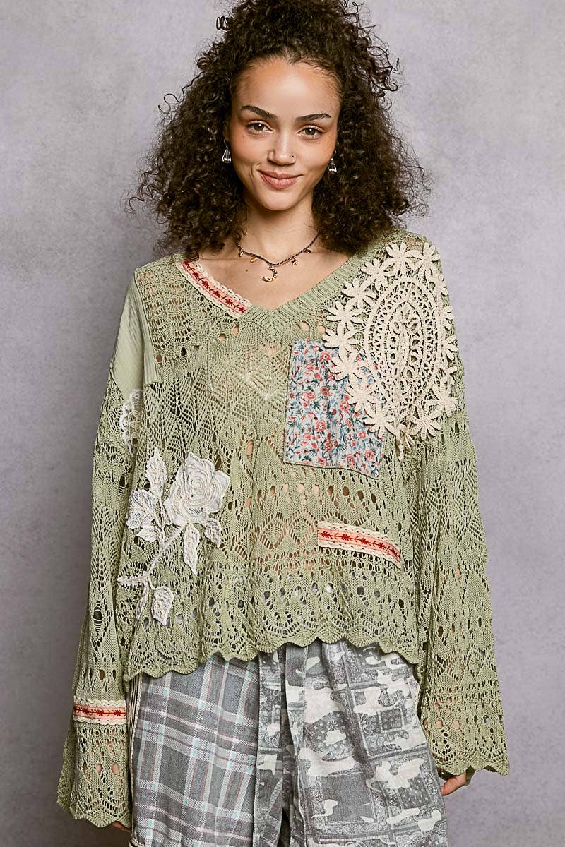 Chartreuse Green Oversized Sweater Top