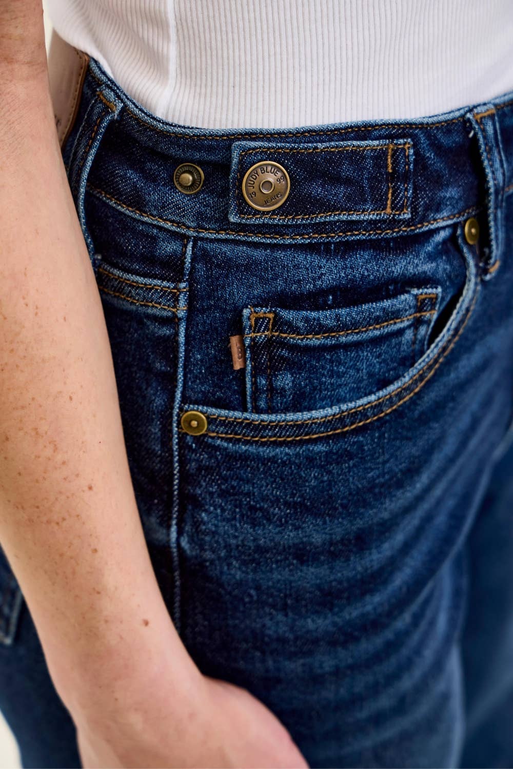 High Waist Petite Wide Leg Jeans with Raw Hem - Judy Blue