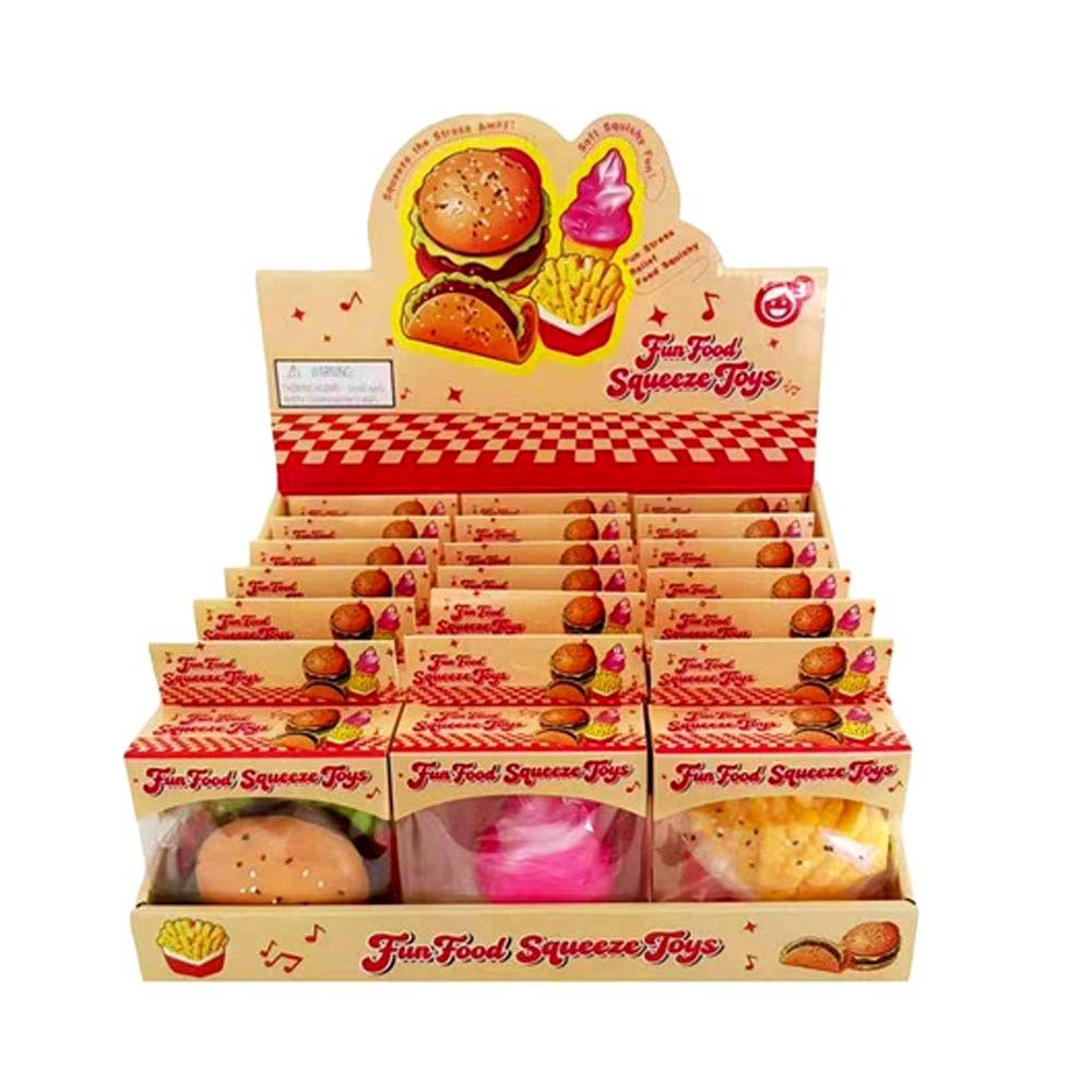18PCS - Assorted Fast Food Squeeze Squishy Stress Relief Toy