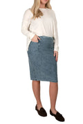 Flex Denim Pencil Skirt – 24" Modest Length