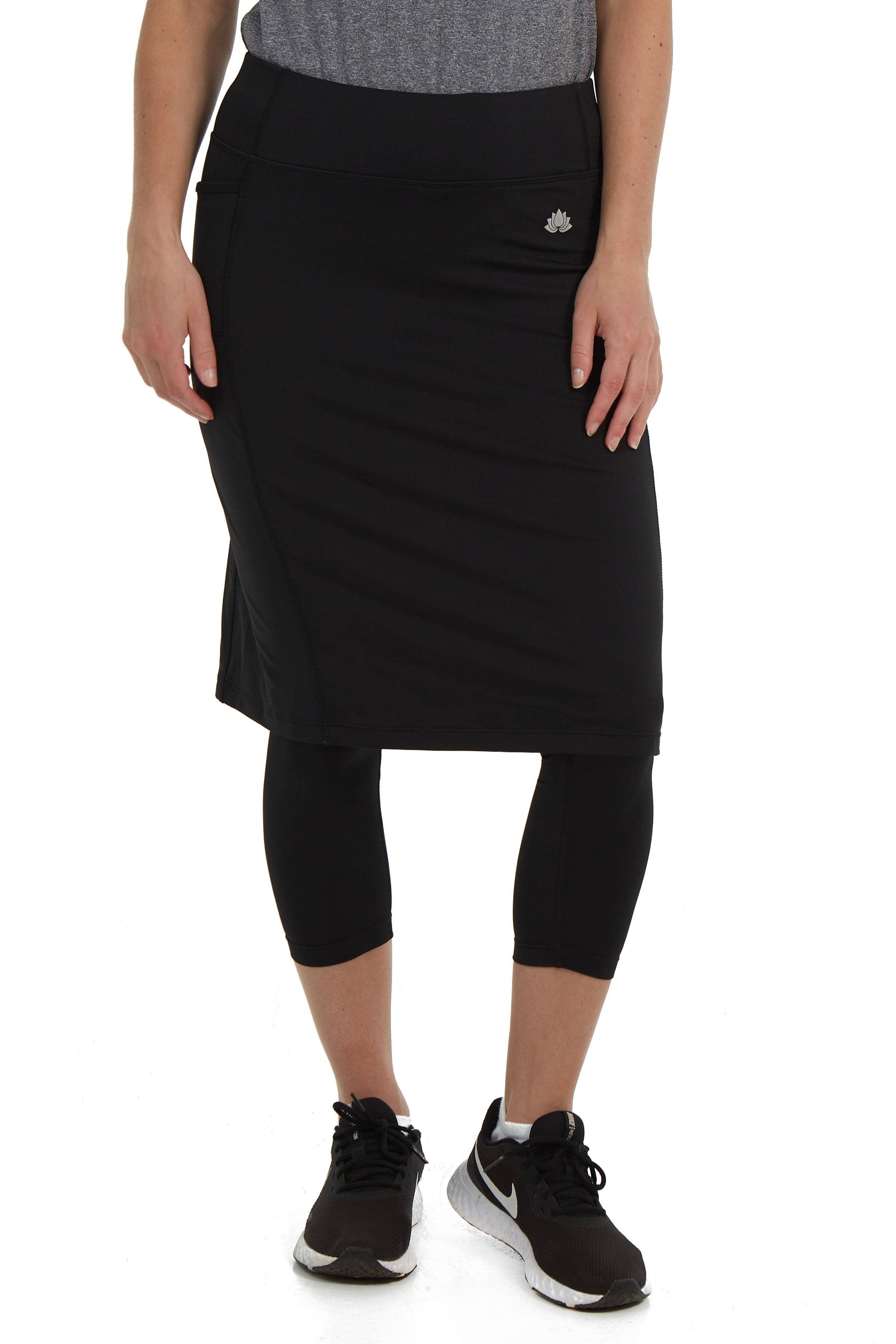 Snoga Sport Skirted Leggings with Double Pockets - Black