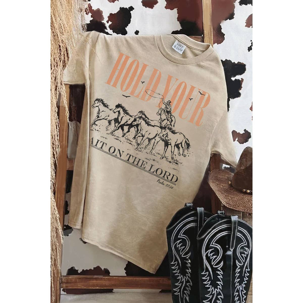 HOLD YOUR WAIT ON THE LORD MINERAL GRAPHIC TEE