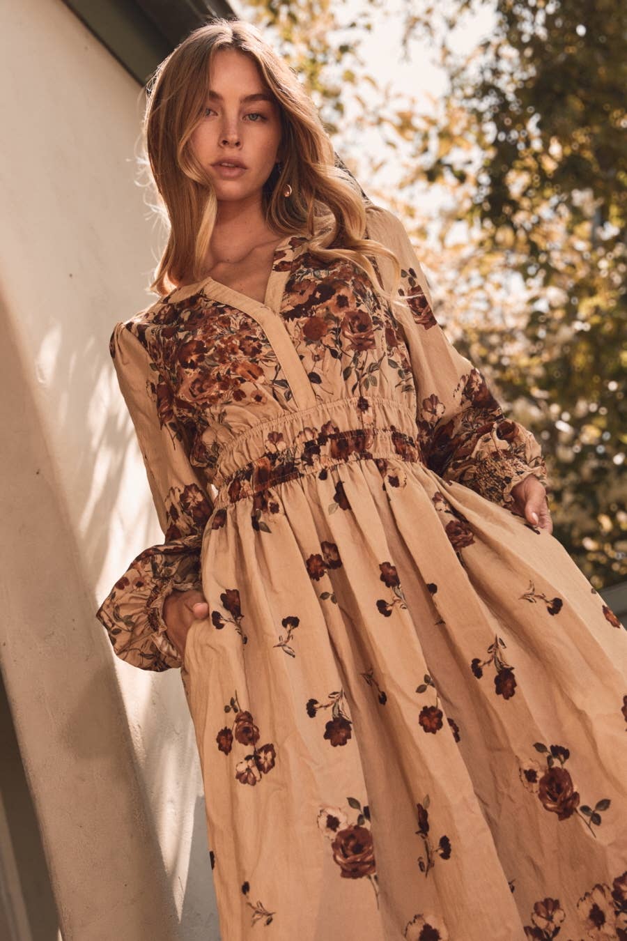 Plus Floral Border Printed Midi Dress