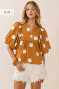 Plus Polka Dot Printed Blouse