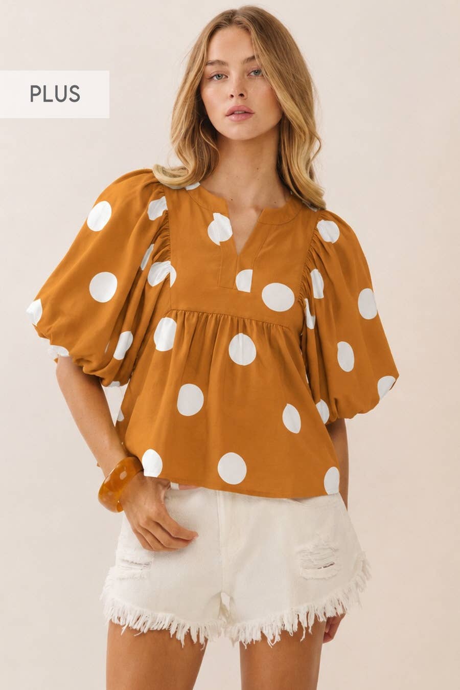 Plus Polka Dot Printed Blouse