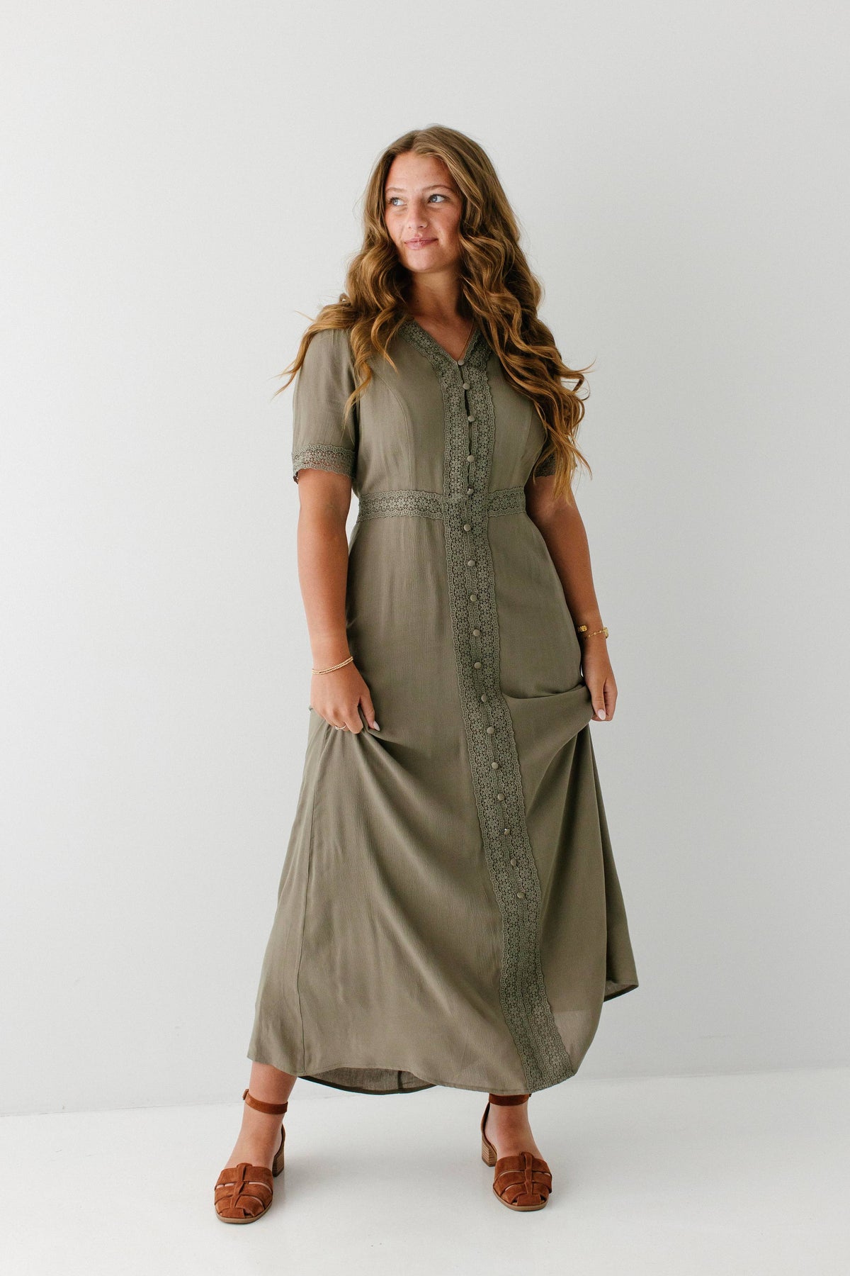Marigold Lace Detail Maxi Dress