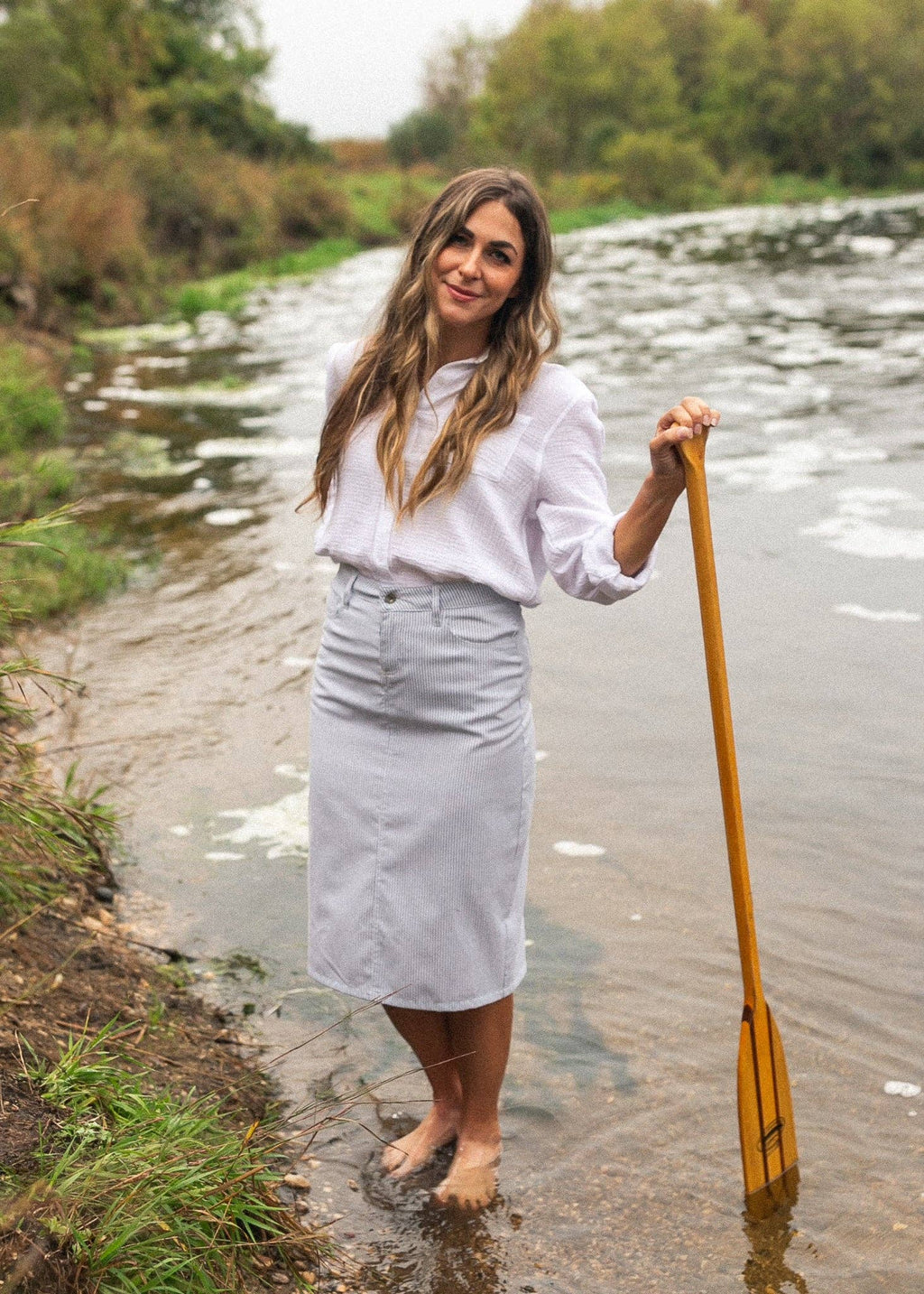 Bay Striped Midi Skirt