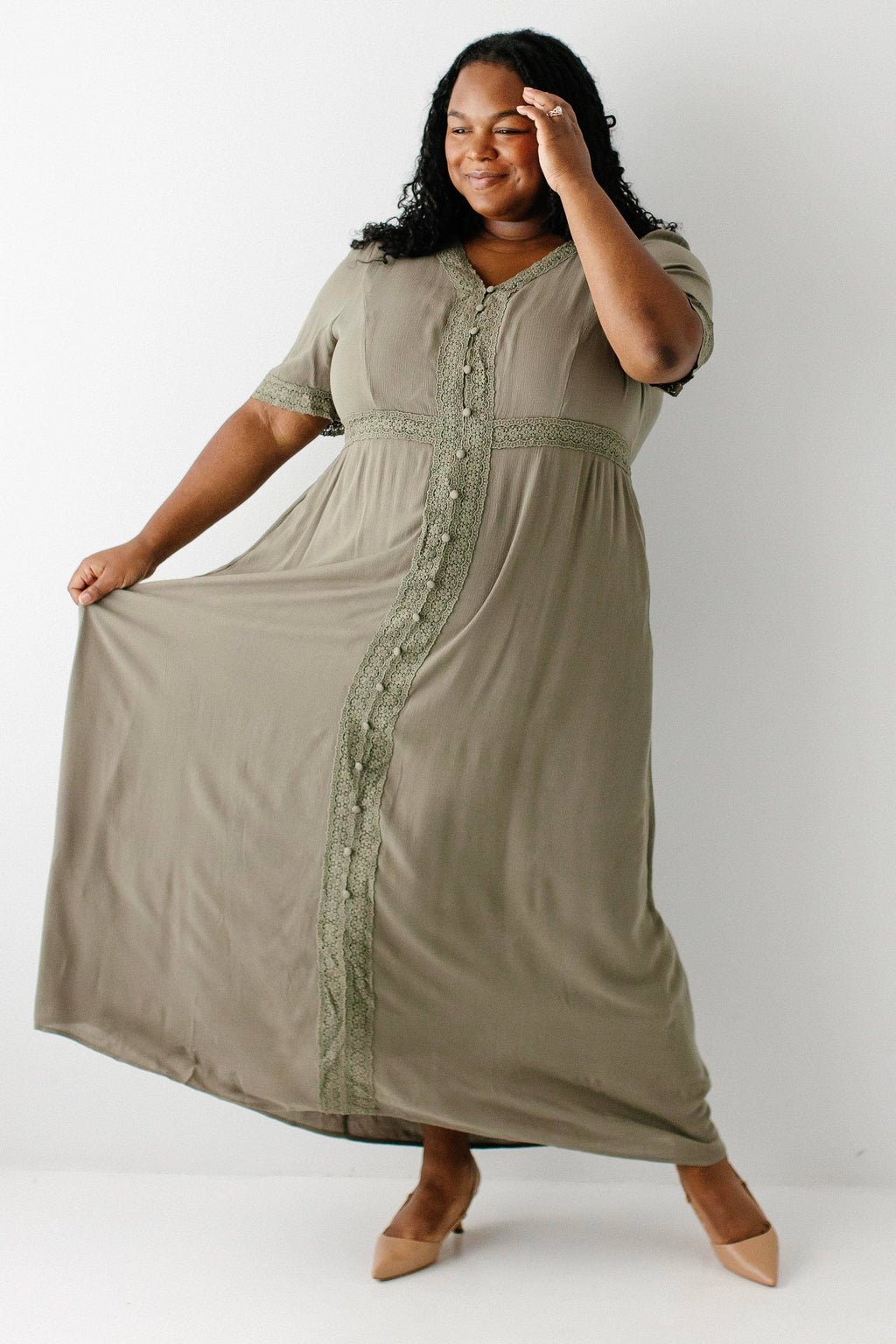 Marigold Lace Detail Maxi Dress