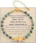 Beaded Cross Bracelet with Gold Accents for Women