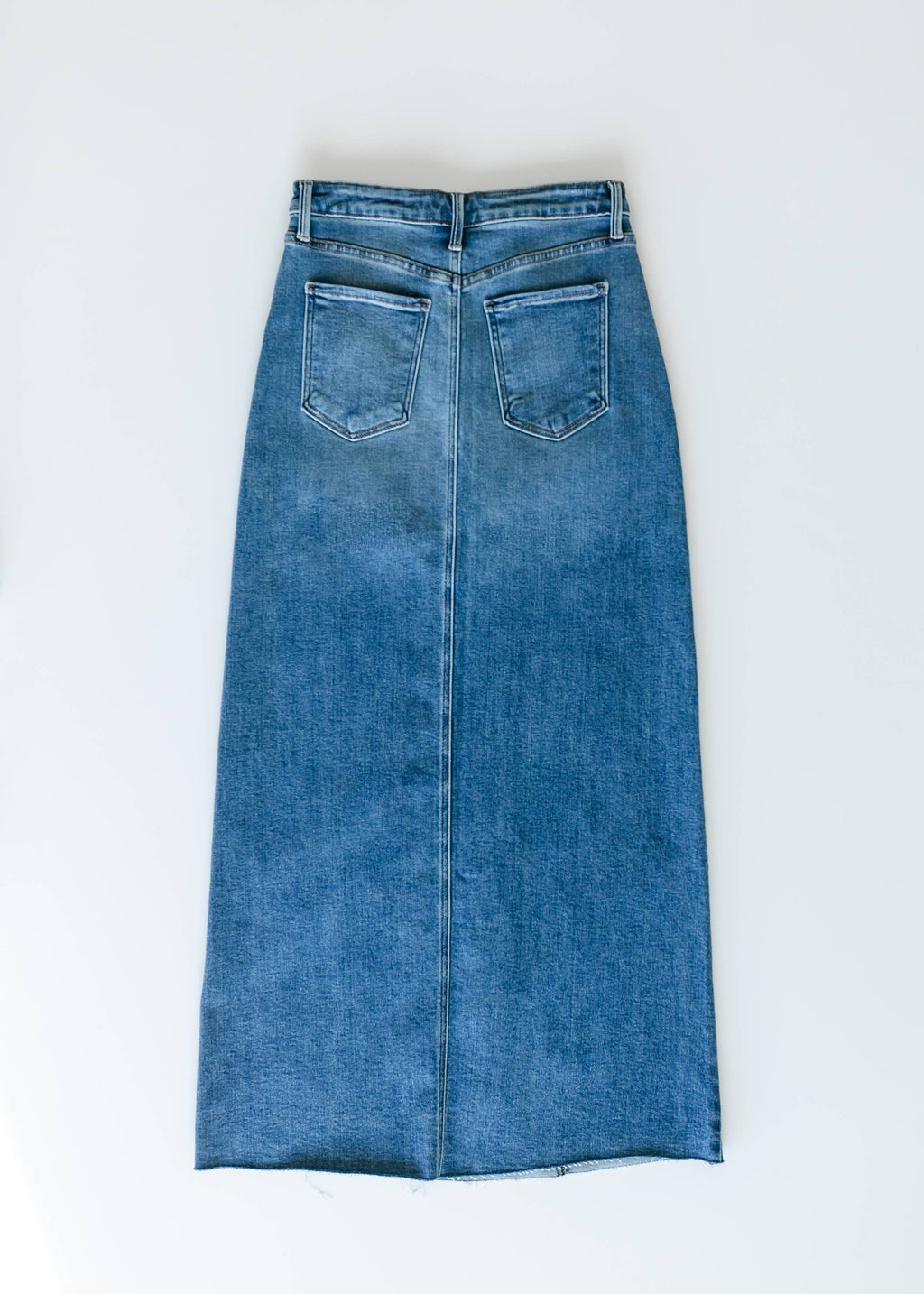 Lee A-Line Raw Hem Maxi Denim Skirt