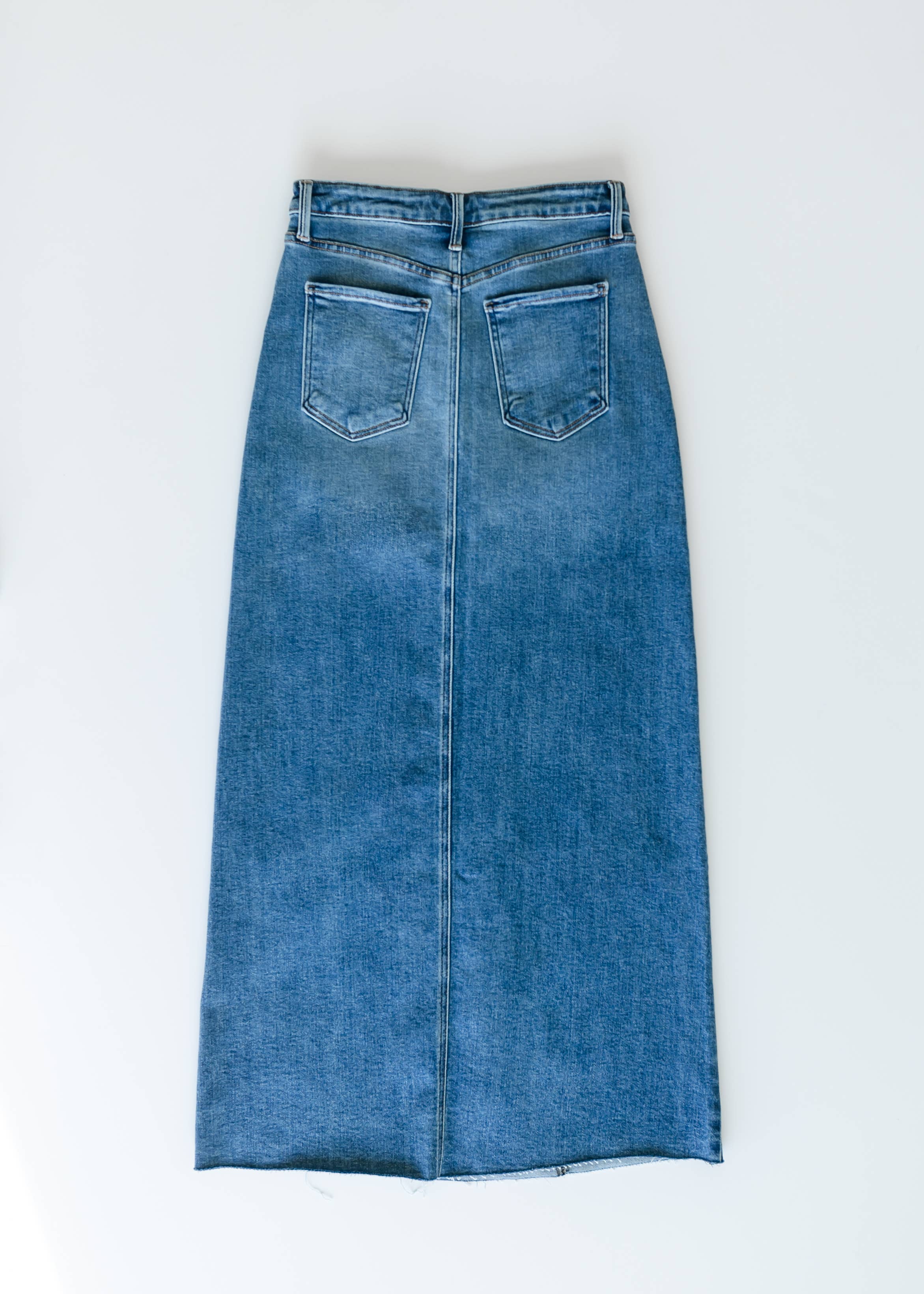 Lee A-Line Raw Hem Maxi Denim Skirt