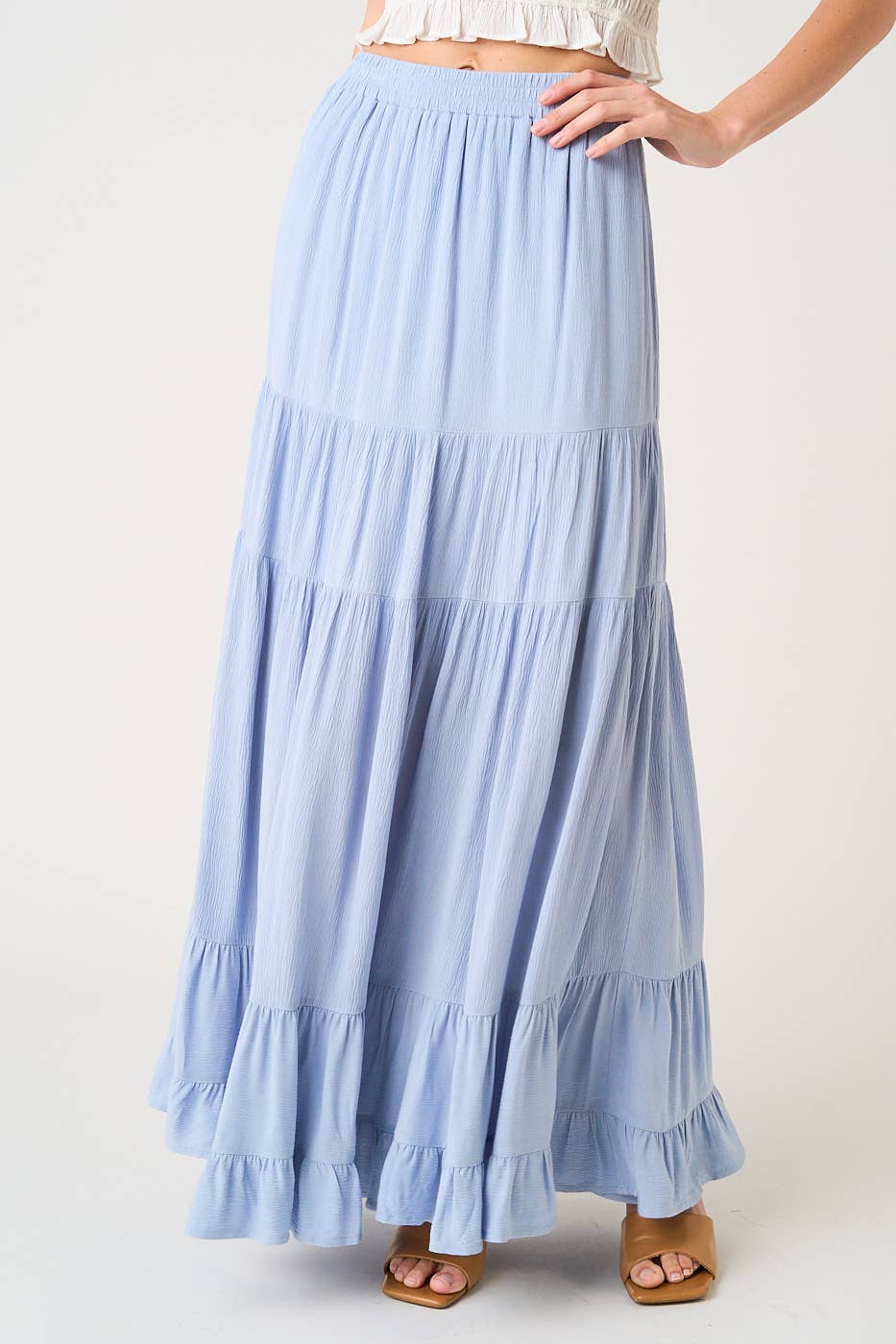 Light Blue Tiered Flowy Skirt